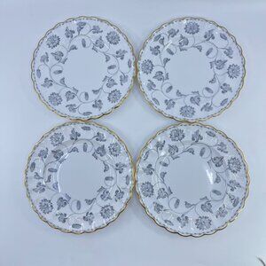 spode colonel gray bone china bread plates set of 4 floral garland gold trim